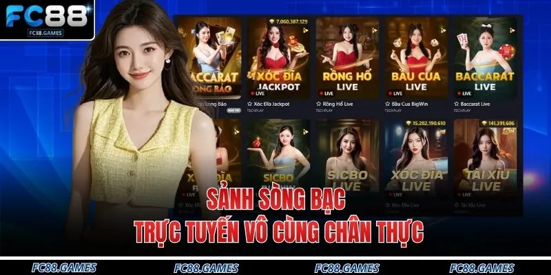 Sảnh sòng bạc trực tuyến vô cùng chân thực